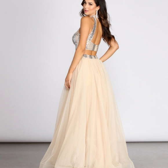 NWT Windsor Via Two Piece High Neck Tulle Dress - S - Picture 2 of 8